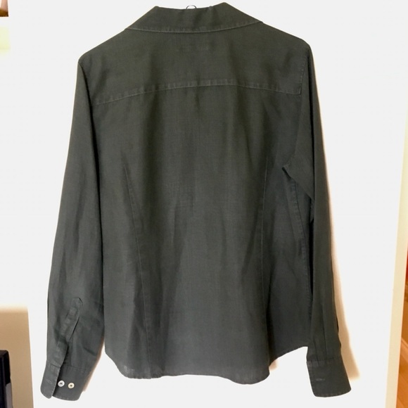38 Linen Khaki Green Linen L/S Shirt - Picture 2 of 7